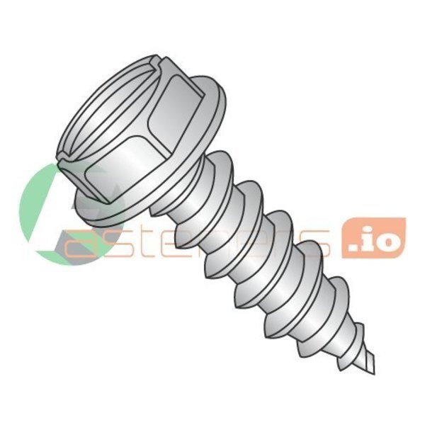 Sheet Metal Screw, #10 x 1-1/2 in, 18-8 Stainless Steel Hex Head Slotted Drive, 2000 PK, Newport Fasteners, Mfr#: 144008